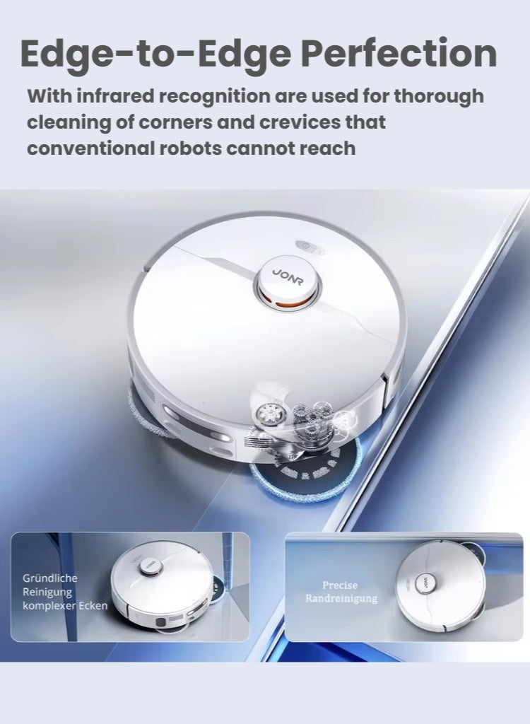 JONR T5 Pro Gen2 Robot Vacuum & Mop for Pet Hair, Ultra-Powerful 15,000Pa Suction, Self-Emptying Cleaning Station, Smart Navigation, for Hard Floors & Carpets - Image 4